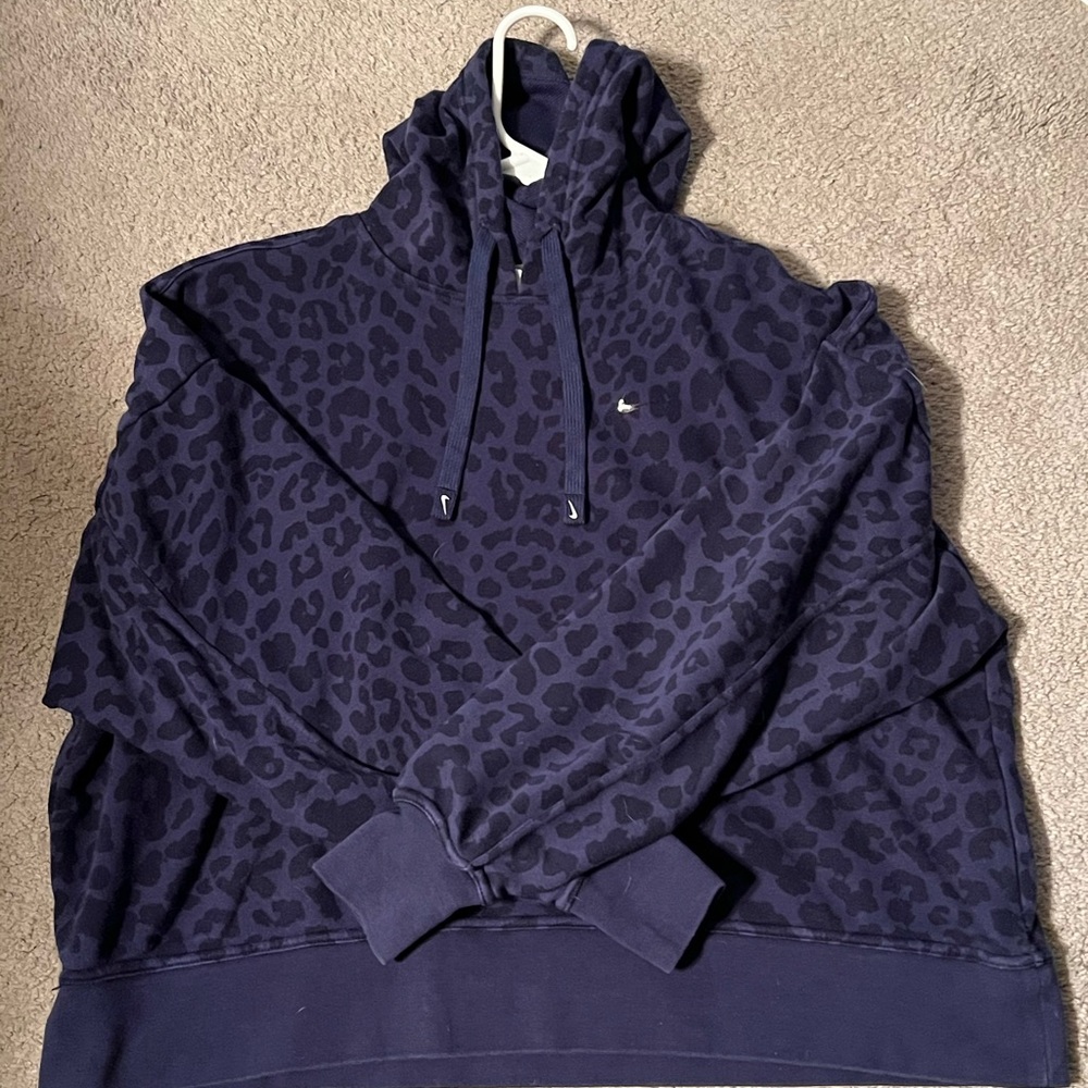 Blue leopard print Nike hoodie size large
